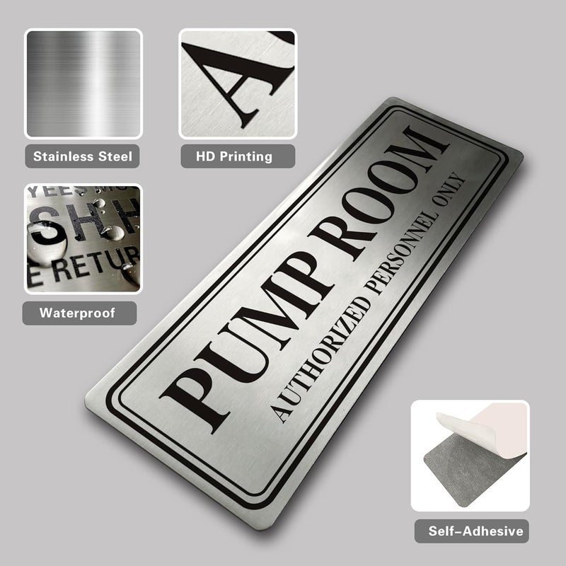 LEMBANG Metal Stainless Steel Authorized Personnel Only Sign，9x3in (Pump Room) - Image 2